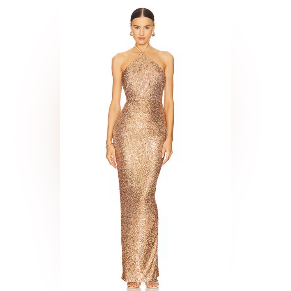Nookie Sequin Halter Evening Gown